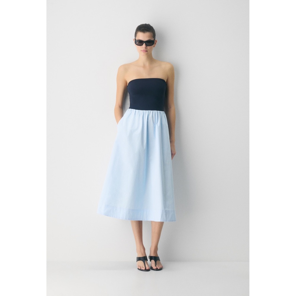 Babaton Aritzia Strapless Maxi Dress Navy Blue Light Blue 2XS 115471